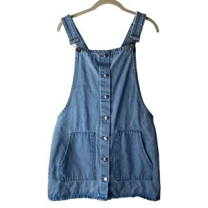 O & O Denim Wear Skirt Overalls Dress Womens M Blue Knee Length